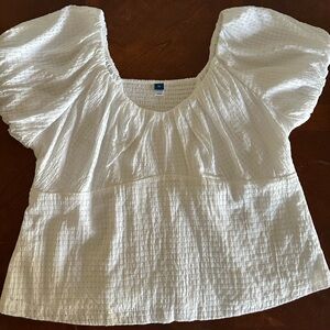 Old Navy White Textured Puff Sleeve Blouse